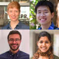 Four headshots of student fellows in a square