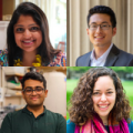 Four headshots of travel grantees in a square